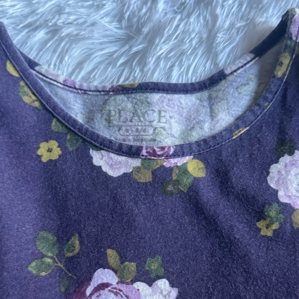 🎀 Place Girls Floral Long Sleeve Dress Purple Plum Flowers Size 5/6 So Cute 💕